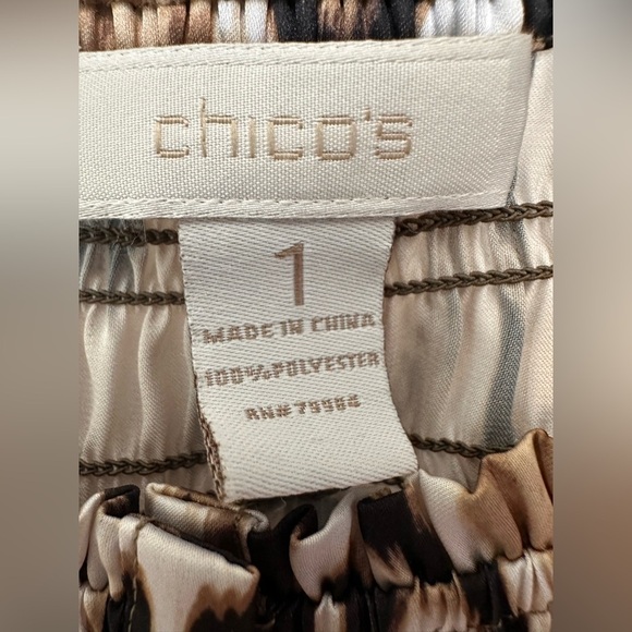 Chico's Women's Beige Brown Tan Aztec Print 3/4 Sleeve Tunic Top - Picture 5 of 6